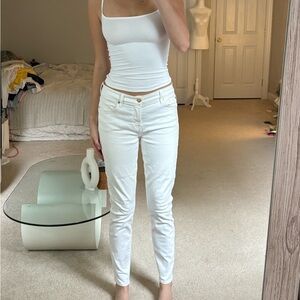 7 for all mankind Women's White Skinny Pants